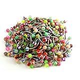 Kuulee Colorful Stainless Steel Ball Curved Body Piercing Jewelry Tongue Nail Lip Eyebrow Nose Ring 20pcs/Pack