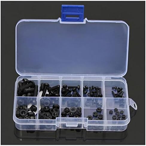 150Pcs M2 M2.5 M3 M4 M5 Nylon Hex Screw Bolt Nut Standoff Assortment Spacer Kit Black