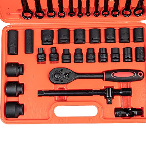 WMC TOOLS Steckschlüsselsatz Werkzeug Set 37 teilig Werkzeugkoffer mit Ratsche Nuss Schraubenschlüssel Tools Koffer… – Bild 4