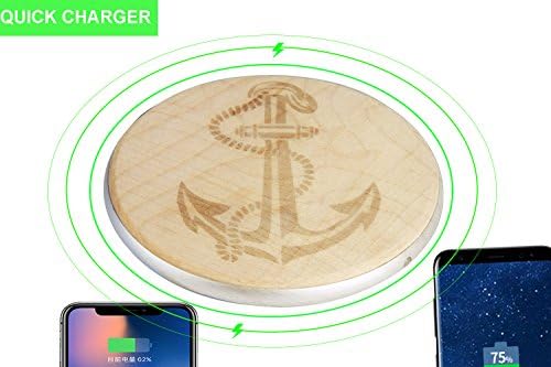 Wireless Charger,EKER Wood 7.5W/10W Quick Charger Wireless Charging Pad for iPhone X, iPhone 8/ 8 Plus Samsung Galaxy Note 8 S8,S8 Plus (Anchor- Maple)