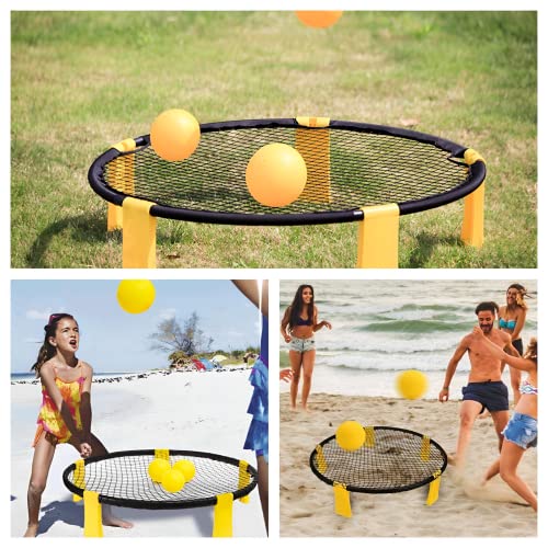 Beauenty Spikeball Game Set for Played Outdoors,Indoors,Lawn,Yard,Beach,Park,Beach Games for Boys,Girls,Teens, Adults,Family(Includes 3 Balls,Drawstring Bag and Rule Book)