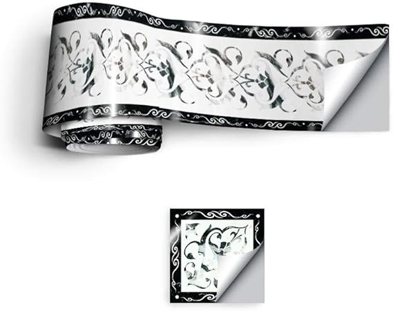 Jmshtu Frise Murale Autocollant Bordure Noire Sur Blanc Pour Salle De Bain Cuisine Frise Murale Adhesive Pvc Etanche Decoration Murale10x300cm Amazon Fr Cuisine Maison