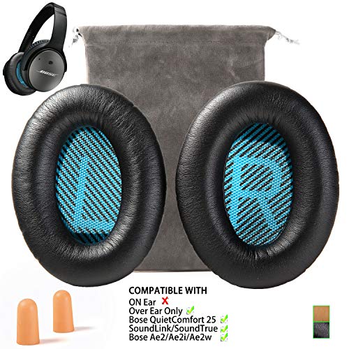Replacement for Bose QC25 Headphone Ear Pads Cushion Muffs Compatible with QuietComfort 25, Ae2, Ae2i, Ae2w, SoundLink & SoundTrue (Over Eear ONLY), Black
