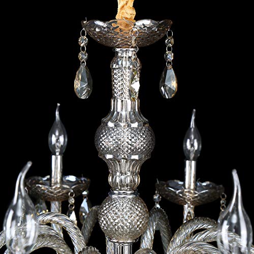 TryE 10 Arm Chandelier K9 Crystal Glass Ceiling Light E12 Pendant Lamp Cognac Color for Living Room Bedroom Hallway Entry - Thumbnail 4