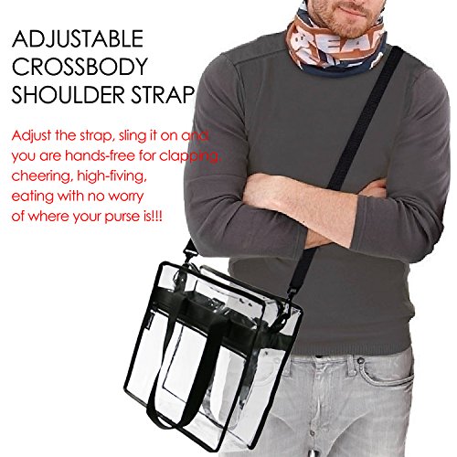 BeeGreen Stadium Clear Bags w Front Pocket and Adjustable Shoulder Carry Handles, NCAA NFL & PGA Security Approved Clear Purse & Gym Transparent Zippered Tote Bag - Thumbnail 4
