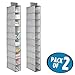 mDesign Soft Fabric Over Closet Rod Hanging Storage Organizer with 10 Shelves for Child/Kids Room or Nursery, Holds Wipes, Diapers, Blankets, Shoes - Textured Print, 2 Pack - Gray