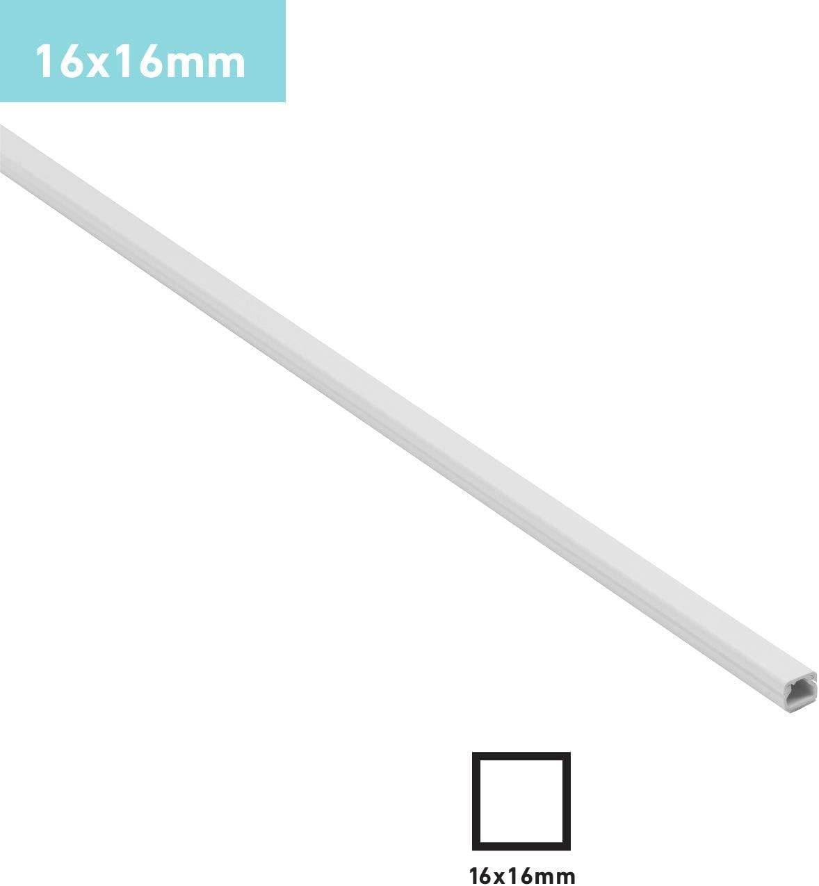 D-Line Square Box Cable Trunking, Self-Adhesive Cable Hider, Cable Management to Hide Single Cables, 10 x 16mm (W) x 16mm (H) - Image 4