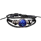 Fuqimanman2020 Zodiac Signs Spirit Bracelet Adjustable 12 Constellation Bracelet Multilayer Black Leather Wrap Bracelets Christmas Birthday Jewelry Gifts for Women Men
