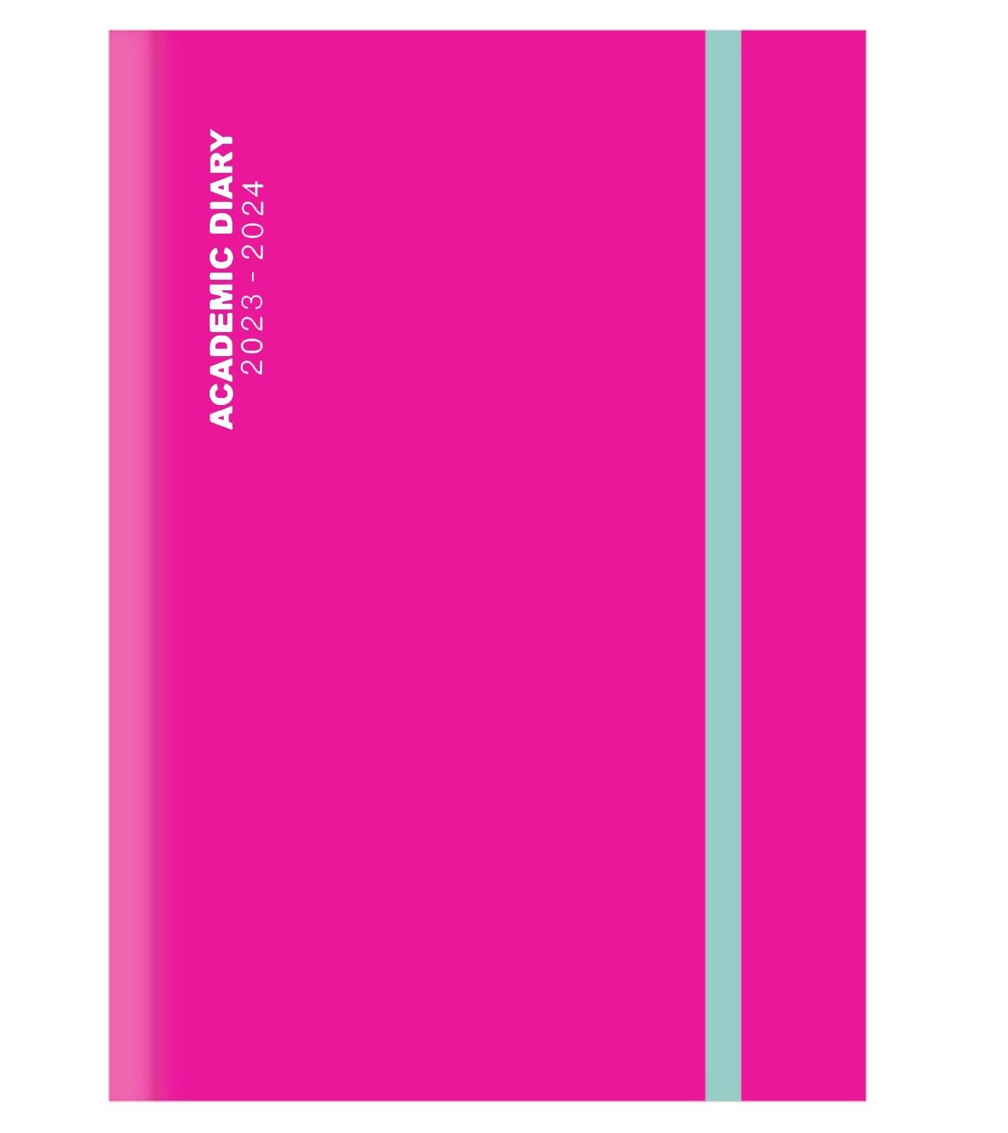 2023-2024 A4 Pink Day a Page Academic Student Diary With A4 Day To Page and a Beautiful Pink Case-binding With Elastic