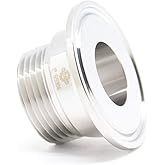 QiiMii 1Inch Stainless Steel 304 Sanitary NPT Male Thread x 1.5 Inch Tri Clamp Adapter, Stainless Steel 304