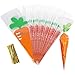 HANSGO Carrot Bag, 100PCS Easter Candy Bags Jelly Bean Candy Bag Cellophane Cone Bags Cookies Bags with Twist Ties