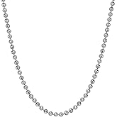 Savlano 925 Sterling Silver 3MM Moon Cut Ball Bead Chain Necklace - 18K Gold, Rhodium Plated Dog Tag Link Chain for Women Comes with a Gift Box - Made in Italy