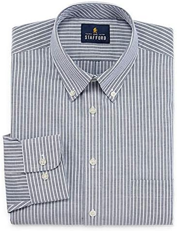 stafford travel short sleeve wrinkle free oxford dress shirt Stafford Men's Regular Fit Easy Care Stretch Dress Shirt (Oxford Blue,  15/34-35) at Amazon Men's Clothing store