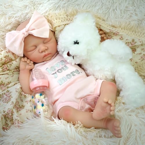 Brastoy Boneca Bebê Reborn Menina de Silicone Sólido Macio Realista 48cm Original Pode dar banho
