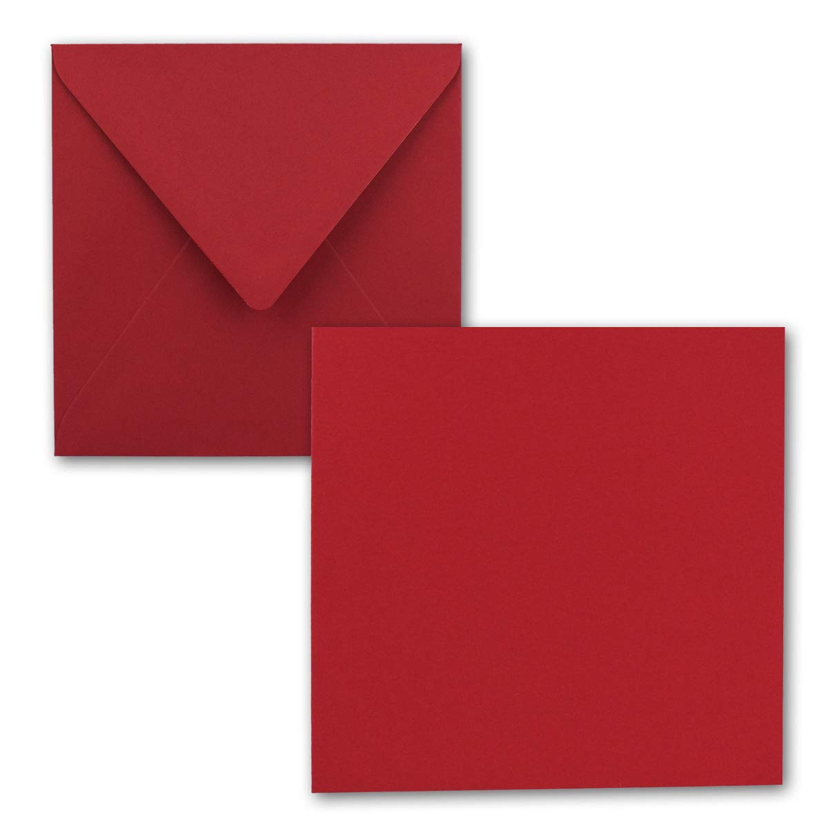 FarbenFroh® by Gustav Neuser® Pack of 25 Simple Cards Square 15 x 15 cm with Envelopes in Red Rose for Greeting Cards etc.