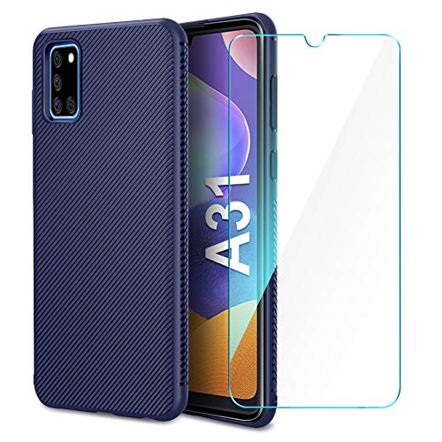 AROYI Custodia Samsung Galaxy A31 Cover Silicone & Pellicola Protettiva in Vetro Temperato, Slim Morbido TPU Bumper Case…