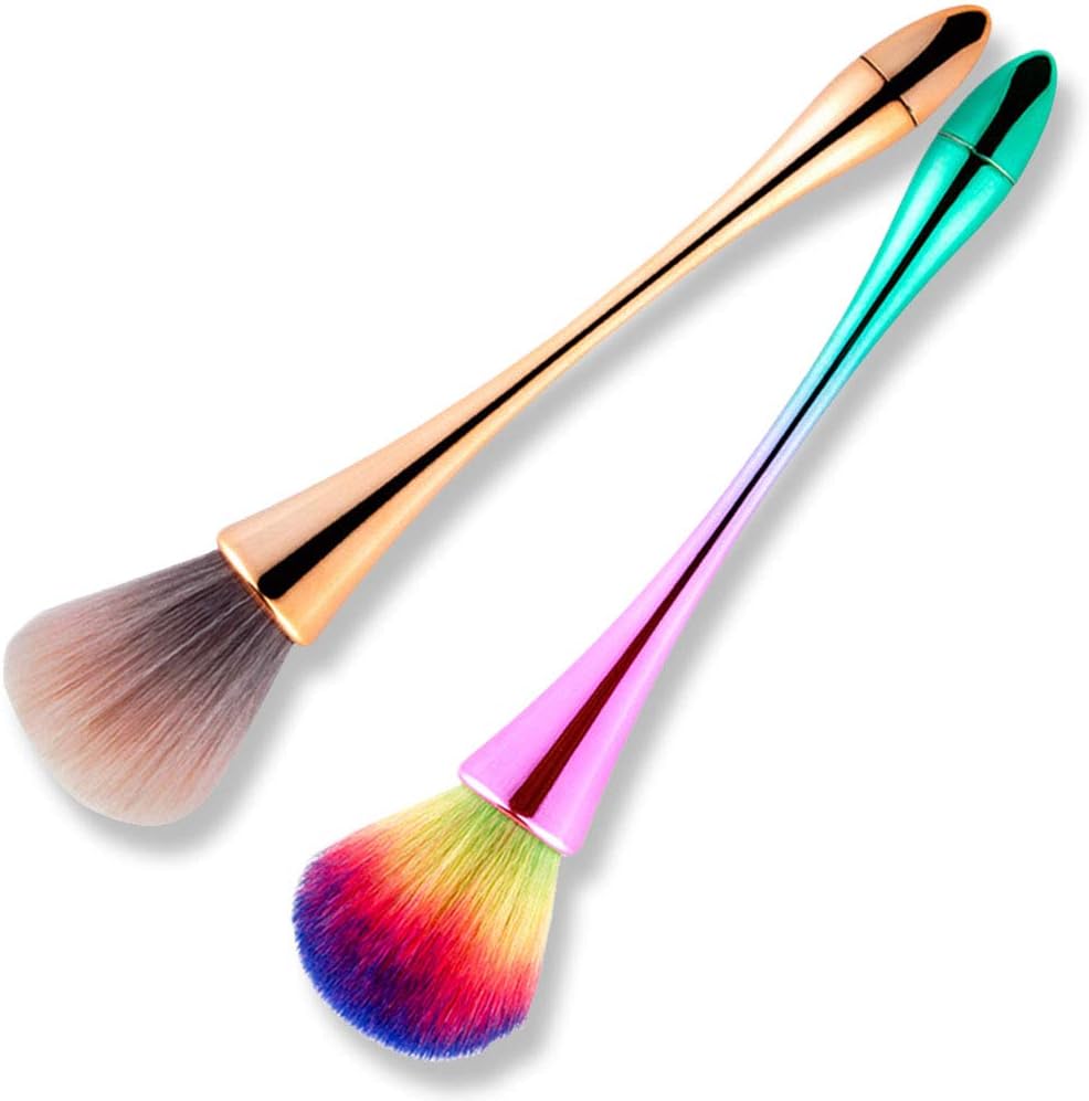 SILPECWEE 2 Pcs Nail Brushes Remove Dust Powder For Acrylic Nails Makeup Brushes Manicure Brush Clean Up Tools Nail Art Brush Set