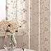 Sheer Curtains for Bedroom Flower Embroidery Voile Living Room Country Curtains Rustic Vintage Floral Embroidered Window Treatment Set Rod Pocket Pole Top 40 inch Wide 63 inch Long 2 Panels Taupe