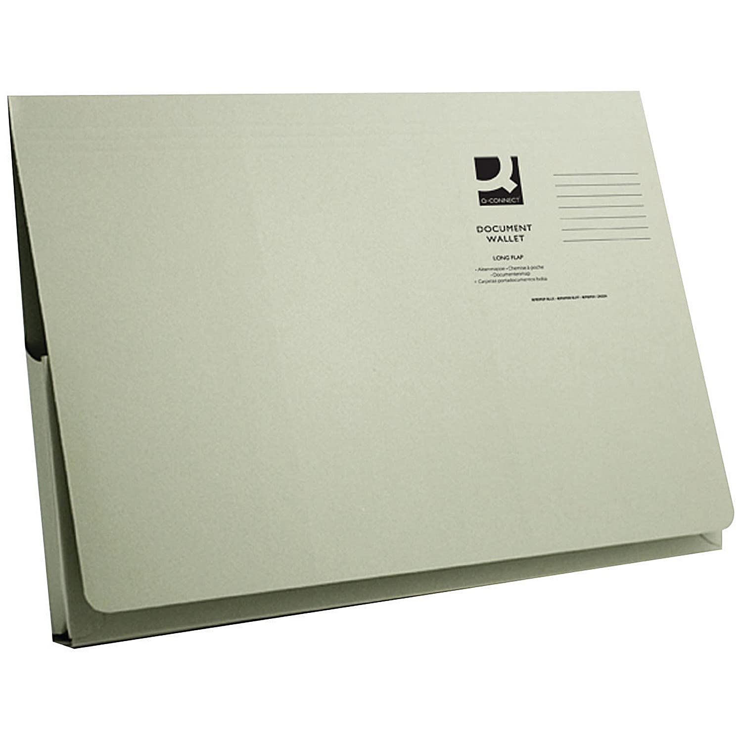 Q-Connect Long Flap Document Wallet 300 gsm - Green, Pack of 50