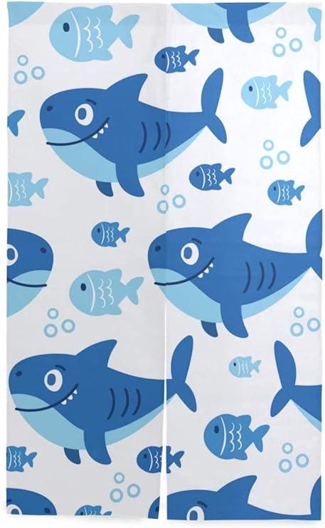 Amazon Tinzzeros のれん おしゃれ かわいい海ベクトル動物の深い魚 新築祝い ぴったり プライベート 出入口 洋風 お店 商業用 家庭用 突っ張り棒付き 幅70 丈150 のれん オンライン通販
