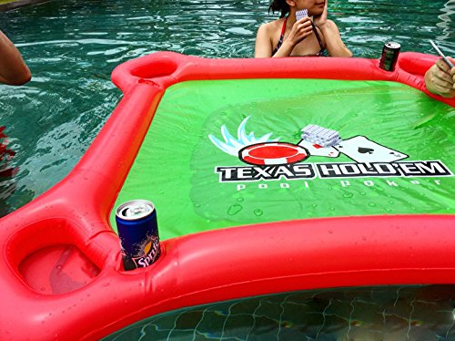 image for Inflatable Rafts Pool Loungers Floats Mat with Poker and Chips For Poo
