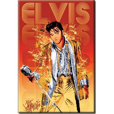 (2x3) Elvis Presley Gold Lame Retro Vintage Refrigerator Magnet