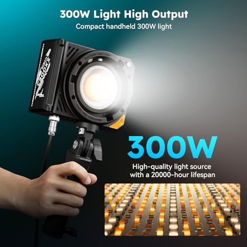 SIRUI C300XII 310W Bi-color COB Video Light, 0.96kg Bowens Mount Lamp, 2700K - 6500K, CRI 96+, Support V-Mount Battery and AC/DC Power, App Control for Photography and Photo Studio