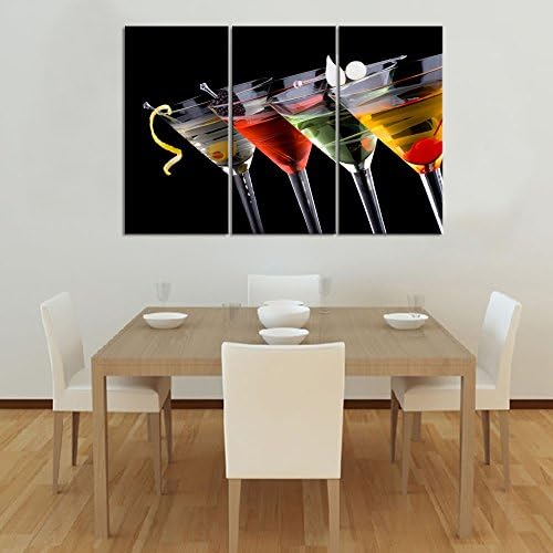 3 Piece Cocktail Canvas Art Modern Abstract Unframed Oil Paintings on Canvas Wine Glasses Pictures Wall Art for Home Decoration