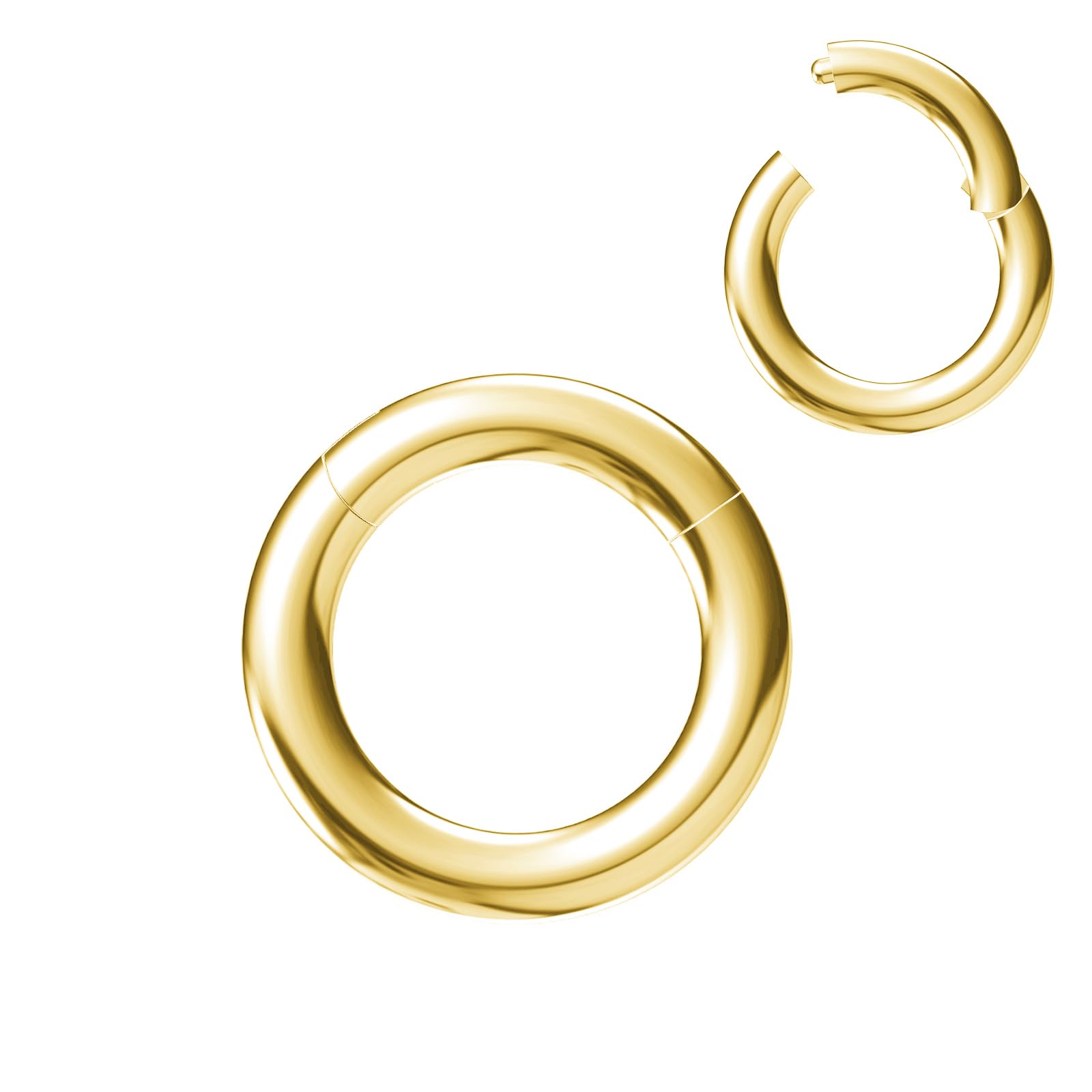 NewkeepsR 10G×8mm Gold Anodised Surgical Steel Septum Hinged Clicker Segment Nose Helix Daith Cartilage Ring — image 1