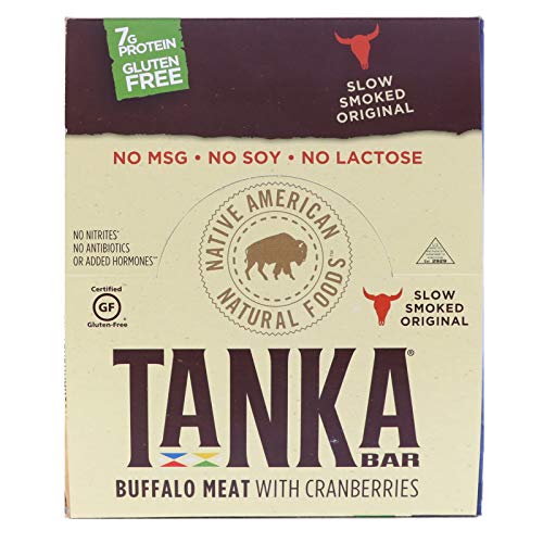 Bison Pemmican Meat Bars with Buffalo & Cranberries by Tanka, Gluten Free, Beef Jerky Alternative, Slow Smoked Original, 1 Oz, Pack of 12