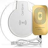 DanForce Qi Wireless Charging Kit Bundle with Qi Charger and Qi Receiver - for Apple iPhone 7 plus , 7, 6s Plus, iPhone 6s, iPhone 6 plus, iPhone 6 , iPhone 5 , 5s (White)