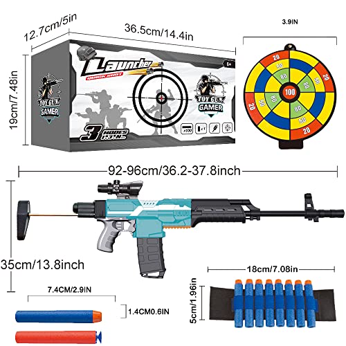 Pistola de Juguete Eléctrica con 100 Dardos, Pistola de Juguete para niños con 12 Clips para Dardos, Pistola Blaster 3 Modos de Disparo, Regalo de Cumpleaños para Niños de 6 7 8 9 10 11 12+ Años