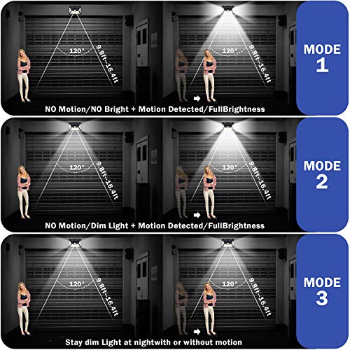 Upgraded Solar Lights Outdoor,118 LED Solar Motion Sensor Security Lights, 3 Lighting Modes 270°Wide Angle Outdoor Wall Lights for Garden Fence Door Yard Garage Pathway(4 Pack)