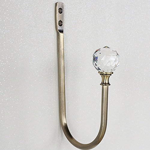 HSTYAIG Crystal Curtain Holdback Hooks Drapery Tiebacks Tassel Holder Window Decorative Hook Set of 2 (Green Bronze)