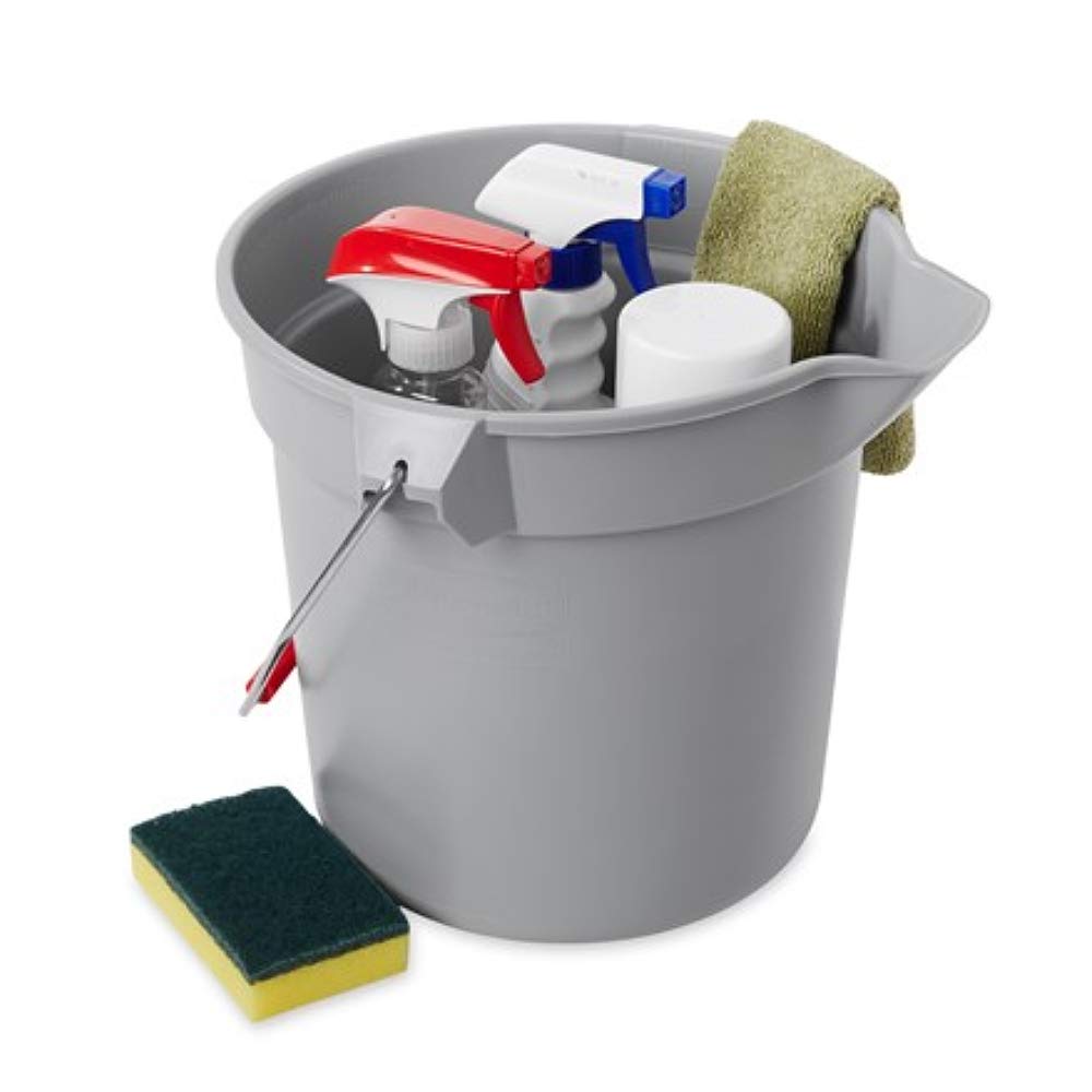 Rubbermaid Commercial Products 2.5 Gallon BRUTE Heavy-Duty, Corrosive-Resistant, Round Bucket, Gray (FG296300GRAY): Cleaning Buckets Cleaning Buckets: Industrial & Scientific