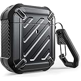 SUPCASE Unicorn Beetle Pro Series Case Designed for Airpods 1 & 2, Full-Body Rugged Protective Case with Carabiner for Apple Airpods 1st & 2nd (Black)