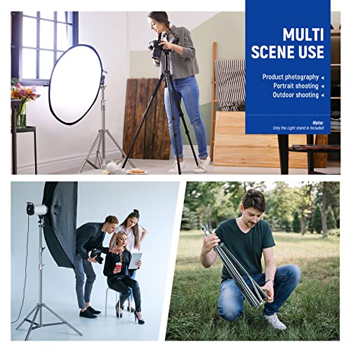 NEEWER Soporte de Luz de Acero Inoxidable de 7,2 pies / 2,2 m, Soporte de Trípode de Fotografía Resistente con Resorte Acolchado con Adaptador de Tornillo Universal de 1/4 "a 3/8"