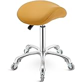 Nolasalon Saddle Stool Chair with Wheels,Ergonomic Swivel Rolling Height Adjustable for Salon Beauty Clinic Dentist Tattoo Home Office