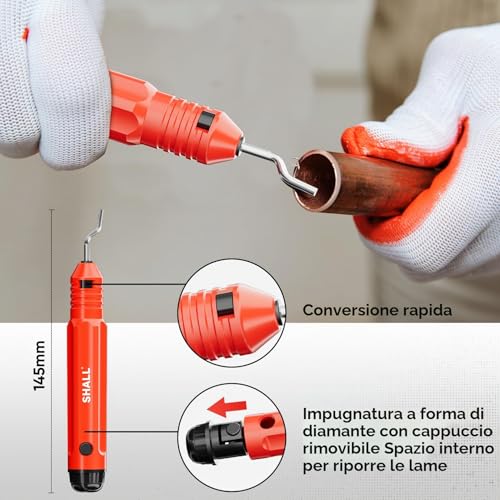 SHALL 4PC Tubing Cutter Set，Heavy-Duty Pipe Cutter Ø 6-50mm, mini Cutter Ø 3-22mm, with 2 deburring Tools, Suitable for PVC/Aluminum/Copper