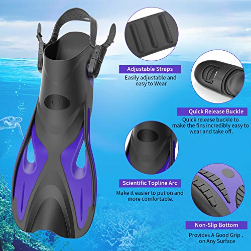Snorkel Fins, Scuba Diving Swim Fins,Travel Size Open Heel with