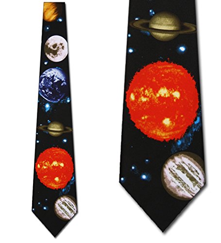 Science Ties Solar System Neckties Planets Necktie Black Astronomy Mens Neck Tie