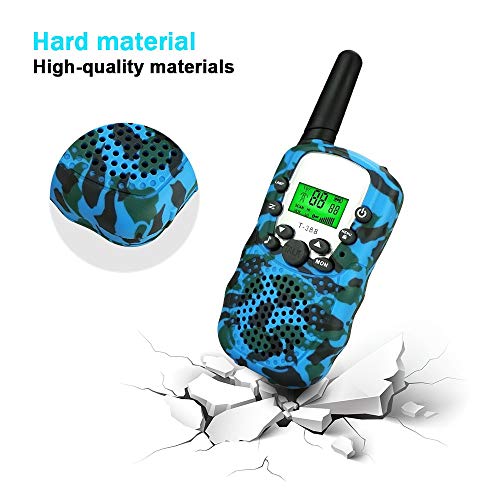 GoBig 6201 Voice Activated Adults and Kids 3 Mile Range 2 Way Radio Walkie Talkies Built in Flash Light Camo Blue (2 Pack)