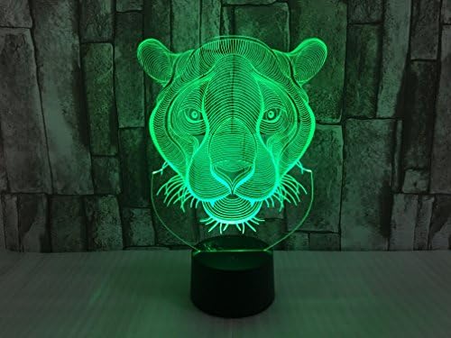 JYIFA 3D LED leopard Cartoon Lamp 7 Color Change Optical Illusion Touch Mood light USB powered Bedroom Decorative Night Light Multi for Christmas Gifts