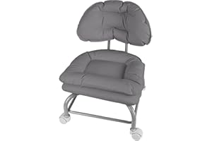 Rolling Stool with Back Rest VAPAA TAIDE Roller Chair Heavy Duty Rolling Stools with Wheels for Home Office Garage Mechanic Flooring Cleaning Shop Grey