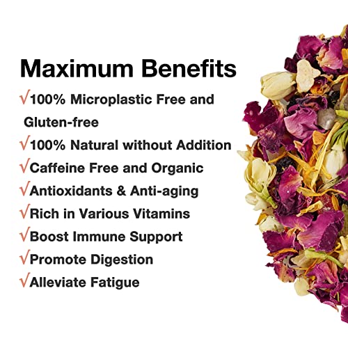 Taimei Teatime Rose Jasmine Herbal Tea, Organic Loose Leaf Fruit Tea in