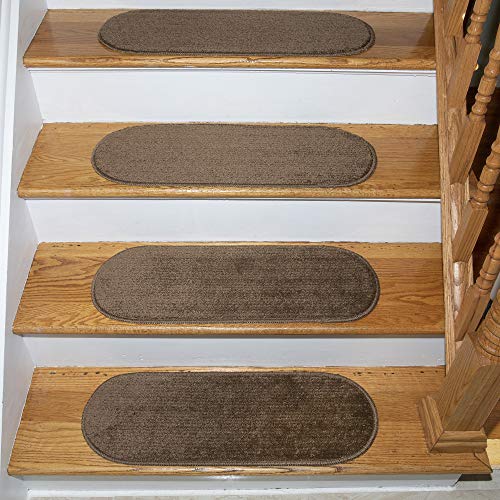 Ottomanson Softy Collection Stair Tread, 9" X 26" Oval, Brown, 14 Pack