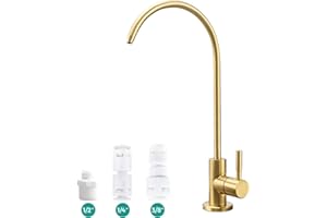 HOANMPY Filter Faucet,Drinking Water Faucet Fits Reverse Osmosis and Water Filtration System for Kitchen Bar Sink Faucets in Non-Air Gap SUS304 Stainless Modern Brushed Zirconium PVD Lead-Free
