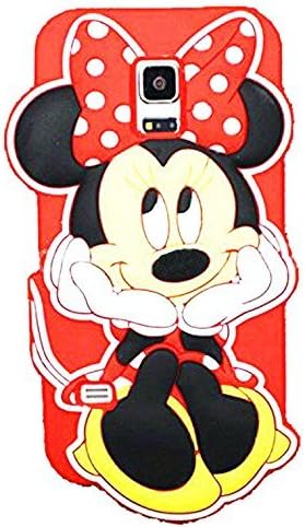 S5 Case,Galaxy S5 Case,Galaxy S5 Minnie Case,Bat King 3D Cute Cartoon Mouse Minnie Soft Silicon Gel Rubber Case Cover Skin for Samsung Galaxy S5 i9600(Red Minnie Smile)