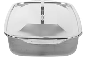 AUTSUPPL Thickened Stainless Steel Deep Roasting Pan with Lid Rectangular Fish Grilling Tray for Oven and