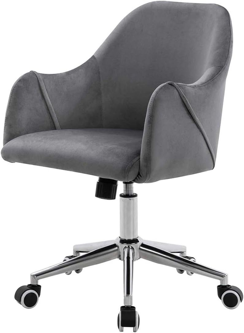 LPEAK Grey Office Computer Chair for Home, Executive PC Computer Velvet